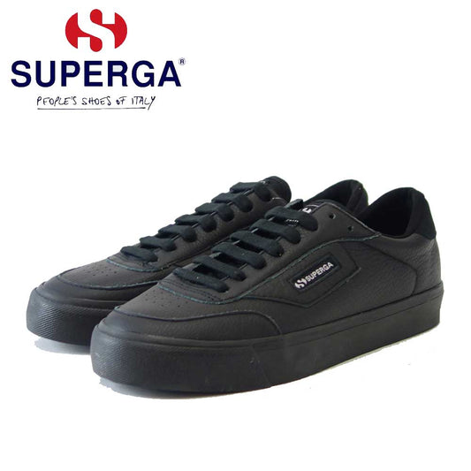 スペルガ SUPERGA 3843 COURT（ユニセックス）ブラック (3a5135ewakc)  天然皮革 レザースニーカー 「靴」