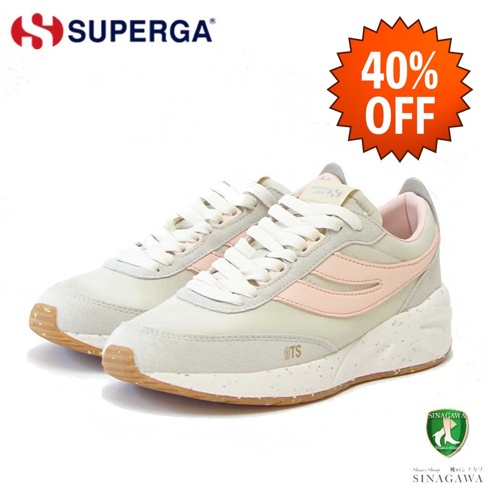 【SALE 40%OFF】 スペルガ SUPERGA 4089 TRAINING 9TS SLIM VEGAN（ユニセックス）ライトグレー／ピンク  (3s7128gwa6l)  クラシック ランニングシューズ スニーカー  「靴」