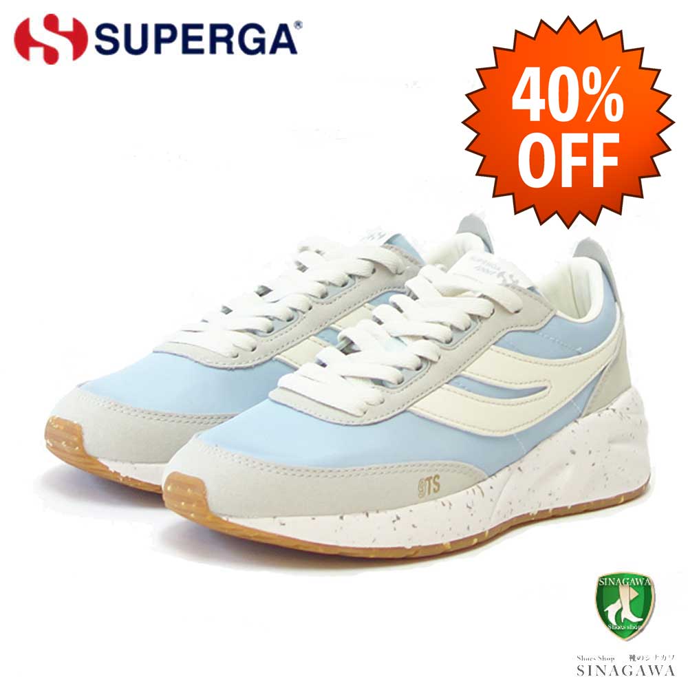 【SALE 40%OFF】 スペルガ SUPERGA 4089 TRAINING 9TS SLIM VEGAN（ユニセックス）ライトブルー／ホワイト  (3s7128gwa6m)  クラシック ランニングシューズ スニーカー  「靴」