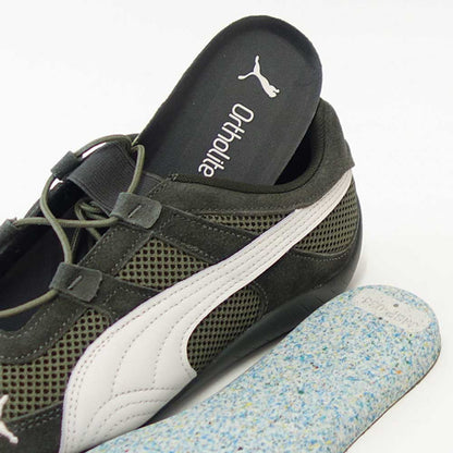 プーマPUMAスピードキャットGO40358907DarkOlive-WarmWhite（レディース）スエード天然皮革ローカットスニーカーブラック「靴」