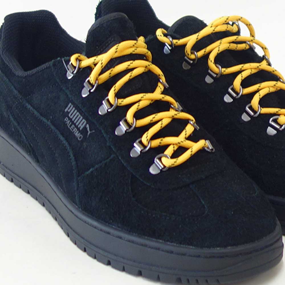 プーマPUMAパレルモアルピノファジー40369901ブラック-YellowSizzle（メンズ）天然皮革スエードローカットスニーカーウォーキング「靴」
