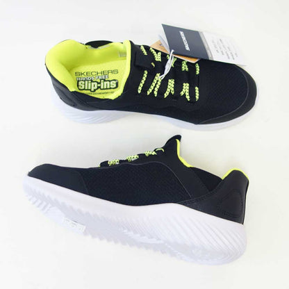 スケッチャーズSKECHERSBOUNDERブリスクバースト403822LBKYLブラック/イエロー（キッズ）メッシュ人工繊維スニーカーハンズフリー子供靴「靴」