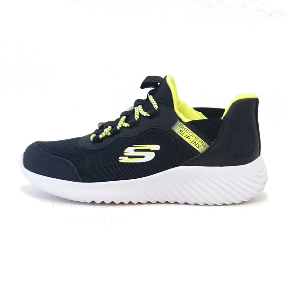 スケッチャーズSKECHERSBOUNDERブリスクバースト403822LBKYLブラック/イエロー（キッズ）メッシュ人工繊維スニーカーハンズフリー子供靴「靴」