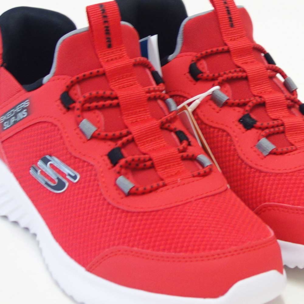 スケッチャーズSKECHERSBOUNDERブリスクバースト403822LRDBKレッド/ブラック（キッズ）メッシュ人工繊維スニーカーハンズフリー子供靴「靴」