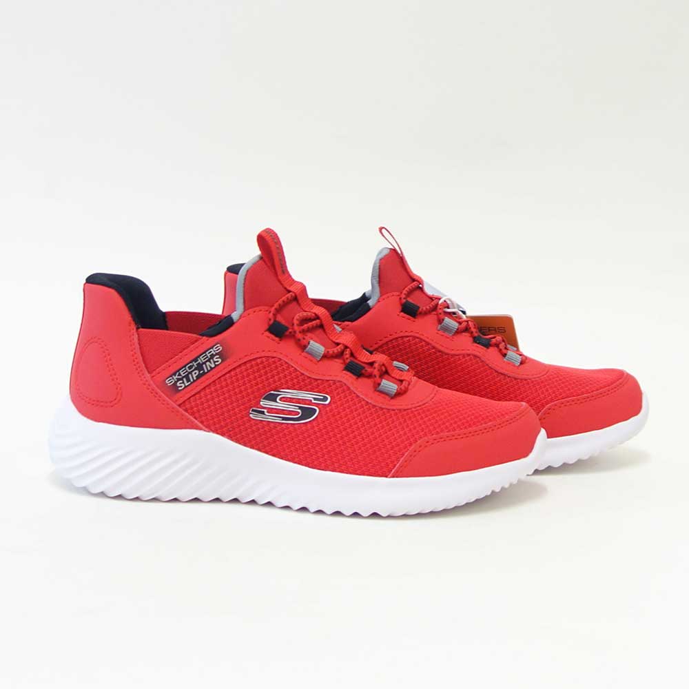スケッチャーズSKECHERSBOUNDERブリスクバースト403822LRDBKレッド/ブラック（キッズ）メッシュ人工繊維スニーカーハンズフリー子供靴「靴」