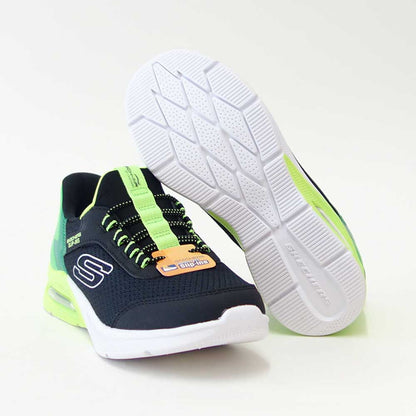 スケッチャーズSKECHERSMICROSPECMAXブリスクストライプ403890LBKLMブラック/ライム（キッズ）メッシュ人工繊維スニーカーハンズフリー子供靴「靴」