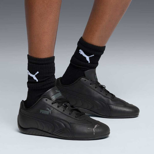 プーマPUMAスピードキャットフルレザー40544901PUMABlack-ShadowGray（レディース）スムース天然皮革ローカットスニーカーストリートカジュアル「靴」
