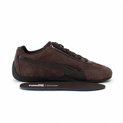 プーマPUMAスピードキャットプレミアムクロコWNS40767401ChocolateFondue-PUMABlack（レディース）レザークロコ型押しローカットスニーカーストリートカジュアル「靴」