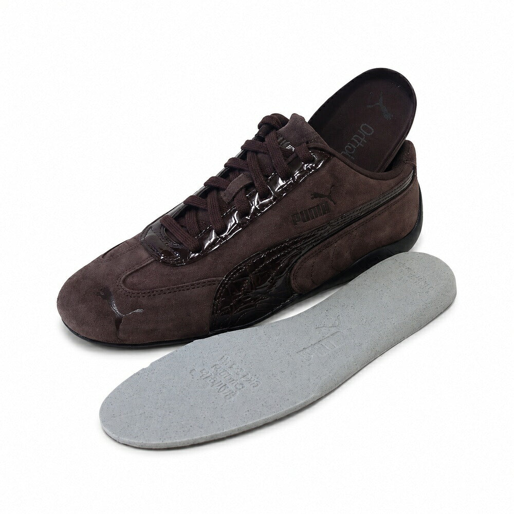 プーマPUMAスピードキャットプレミアムクロコWNS40767401ChocolateFondue-PUMABlack（レディース）レザークロコ型押しローカットスニーカーストリートカジュアル「靴」