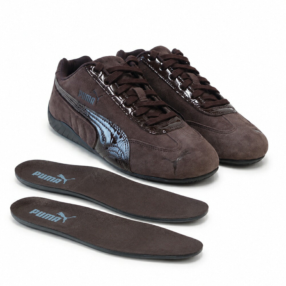 プーマPUMAスピードキャットプレミアムクロコWNS40767401ChocolateFondue-PUMABlack（レディース）レザークロコ型押しローカットスニーカーストリートカジュアル「靴」