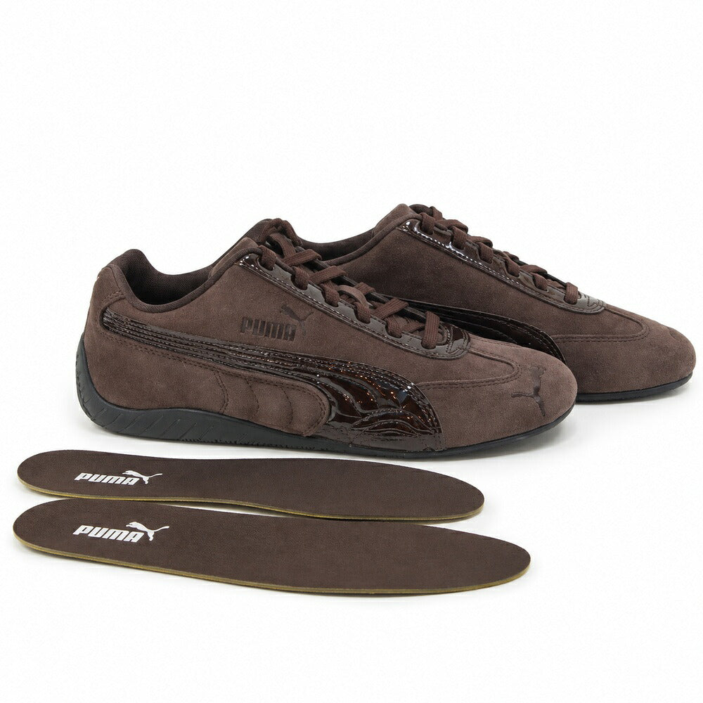 プーマPUMAスピードキャットプレミアムクロコWNS40767401ChocolateFondue-PUMABlack（レディース）レザークロコ型押しローカットスニーカーストリートカジュアル「靴」