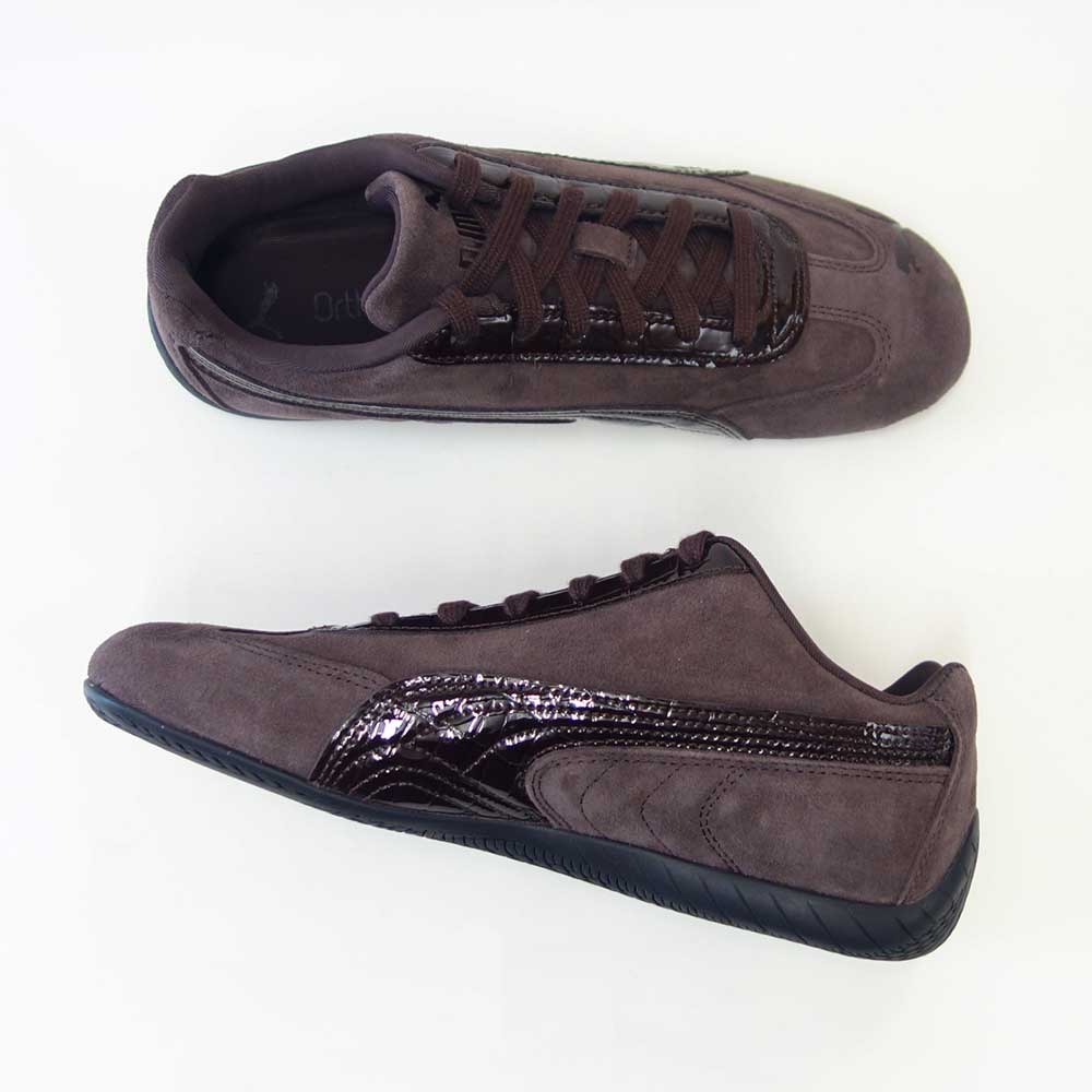 プーマPUMAスピードキャットプレミアムクロコWNS40767401ChocolateFondue-PUMABlack（レディース）レザークロコ型押しローカットスニーカーストリートカジュアル「靴」