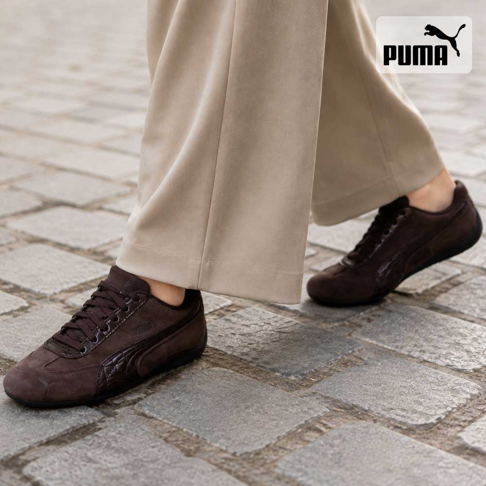 プーマPUMAスピードキャットプレミアムクロコWNS40767401ChocolateFondue-PUMABlack（レディース）レザークロコ型押しローカットスニーカーストリートカジュアル「靴」