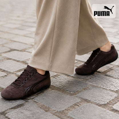 プーマPUMAスピードキャットプレミアムクロコWNS40767401ChocolateFondue-PUMABlack（レディース）レザークロコ型押しローカットスニーカーストリートカジュアル「靴」