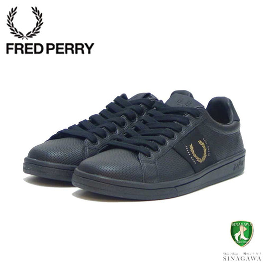 フレッドペリー  FRED PERRY B4293 102 B721 Pique Emboss Lea/Branding（メンズ） カラー：ブラック  天然皮革 ローカットスニーカー レザースニーカー テニスシューズ  「靴」