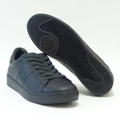 FRED PERRY フレッドペリー  B 4334 T78（ユニセックス）SPENCER LEATHER （スペンサー レザー） カラー：BLACK / NIGHT GRN 天然皮革のローカットスニーカー  「靴」