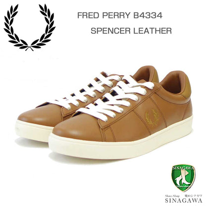 FRED PERRY フレッドペリー  B 4334 T79（ユニセックス）SPENCER LEATHER （スペンサー レザー） カラー：DRK TAN / DRK CRML 天然皮革のローカットスニーカー  「靴」