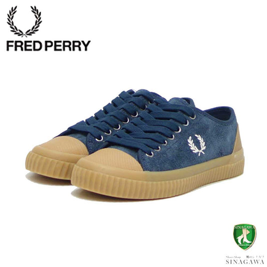 FRED PERRY フレッドペリー  B4338 F36（ユニセックス）HUGHES LOW TEXTURD SUEDE カラー：Shaded Navy  天然皮革 ローカットスニーカー テニスシューズ  「靴」