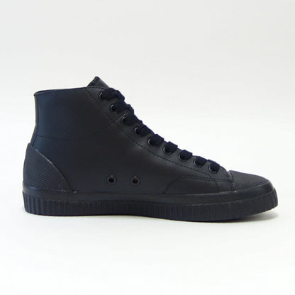 FRED PERRY フレッドペリー  B4358 102（ユニセックス）HUGHES MID LEATHER カラー：ブラック  天然皮革 ミッドカットスニーカー テニスシューズ  「靴」