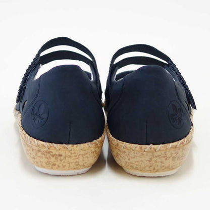 riekerリーカー44859-14ネイビー（レディース）人工皮革ストレッチクッション性の良いゆったりシューズ外反母趾対応「靴」