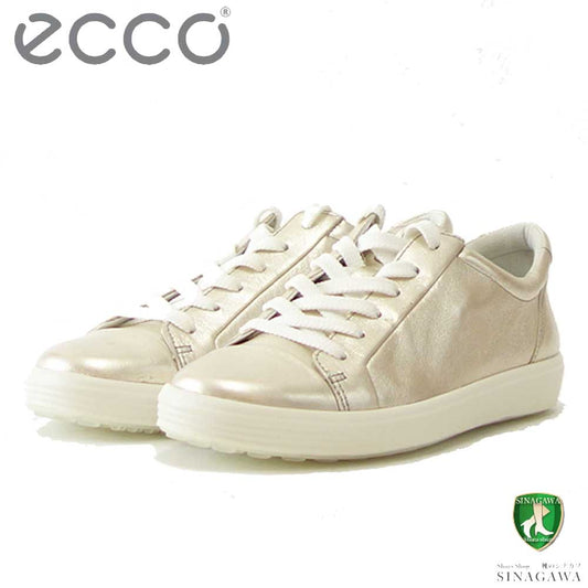 エコー ECCO SOFT 7 W ゴールド 47030301688 （レディース）快適な履き心地のレザースニーカー  レースアップ ウォーキングシューズ 旅行「靴」
