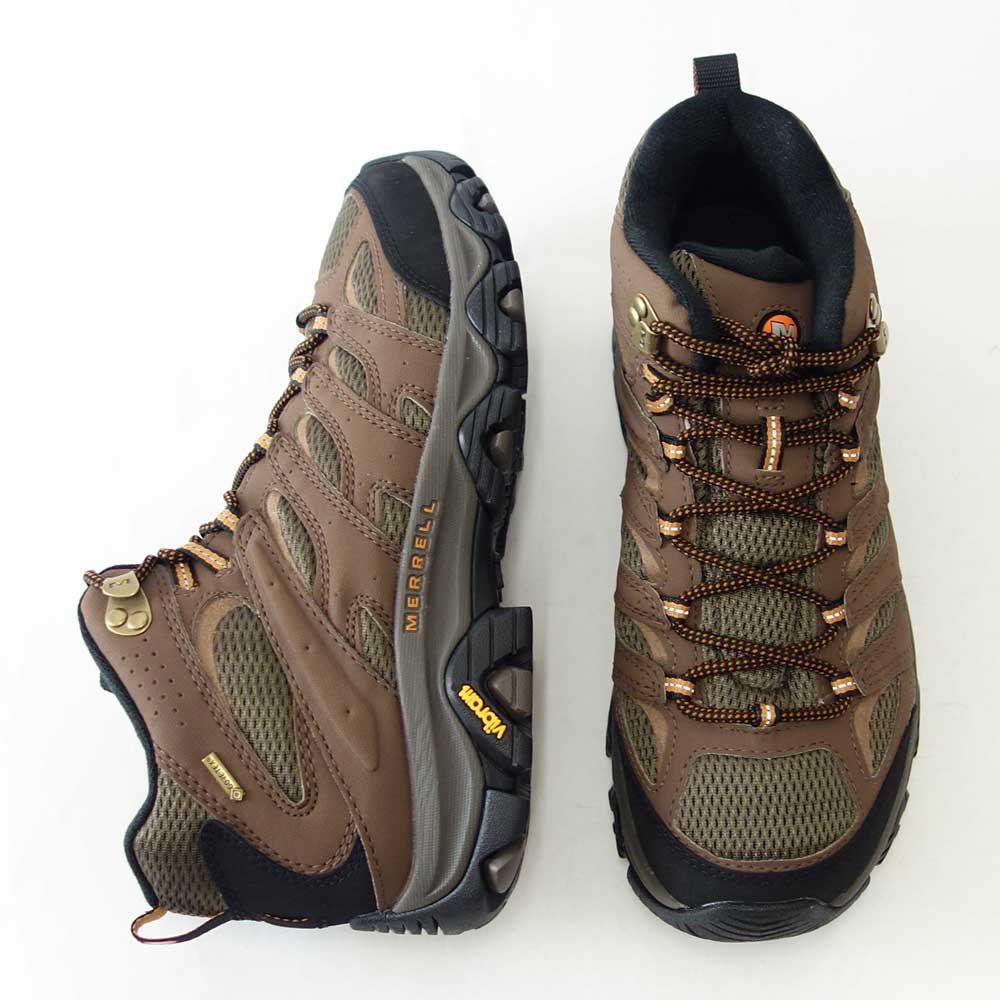 メレル MERRELL （メンズ）モアブ 3 シンセティック ミッド ゴアテックス  MOAB 500253w ワイドワイズ カラー：アース  GORE-TEX 完全防水 通気性メッシュ アウトドアシューズ ウォーキング ハイキング トレイル 「靴」