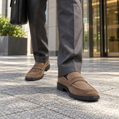 エコーECCOHELSINKI2MEN'SPENNYLOAFER50035405482ブラウンスエード（メンズ）上質レザーのビジネスシューズローファースリッポンスクエアトゥ「靴」