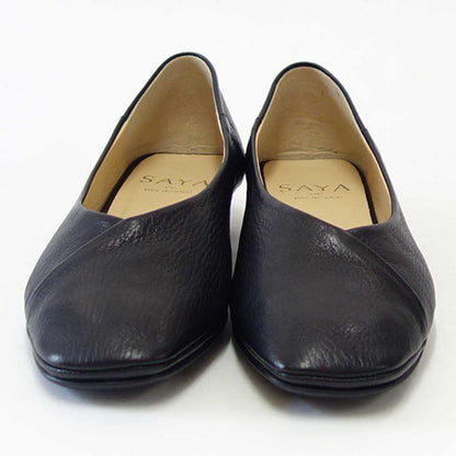SAYA（サヤ） 50807Z ブラック 天然皮革 ボロネーゼ製法 スクウェアカッターシューズ パンプス「靴」