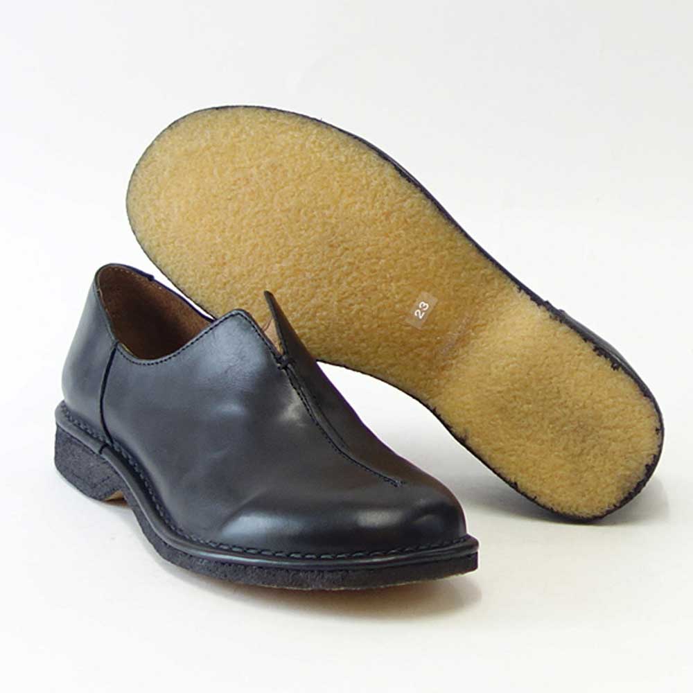 SAYA（サヤ） 50811 ブラック 天然皮革 プラット製法シューズ フラットクレープソール 丸トゥ「靴」