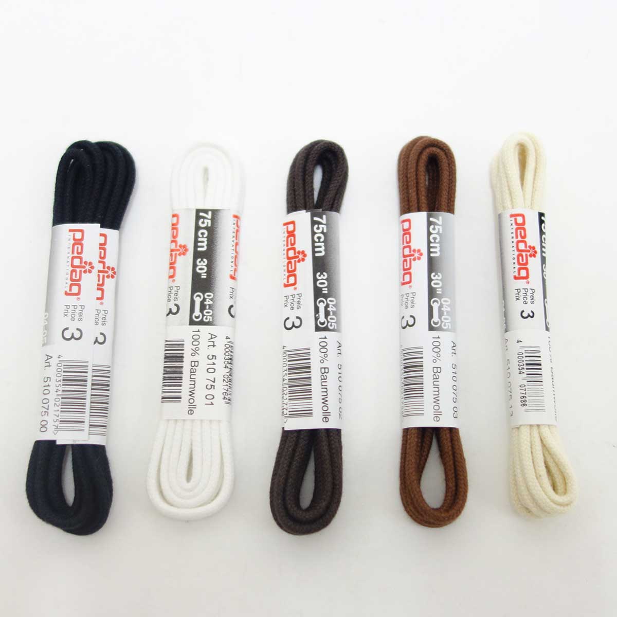 《メール便可》靴ひも（シューレース）細紐タイプ（丸ひも 2.5mm） pedag ペダック SHOE LACE 510（ドイツ製） ビジネスシューズやカジュアルシューズに最適（２本入り） 靴 シューズ