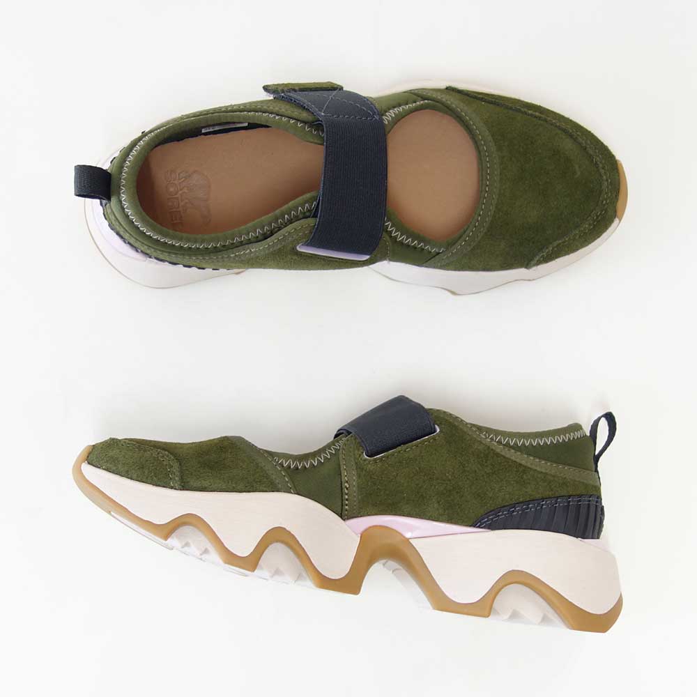 ソレルSORELNL5107（レディース）キネティックインパクト2メリージェーン：UtilityGreenGum(355)スエード&ストレッチスリッポンシューズ「靴」