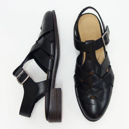【SALE 20%OFF】 SAYA（サヤ） 51116 ブラック 天然皮革 グルカサンダル ストラップサンダル 天然皮革 日本製「靴」