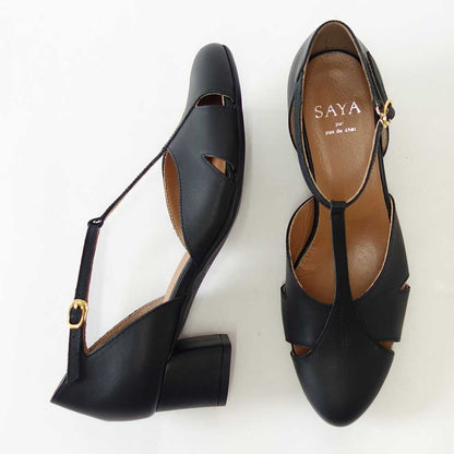 SAYA（サヤ） 51138 ブラック  セパレートパンプス 天然皮革 45mmヒール 日本製「靴」