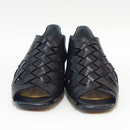 【SALE 20%OFF】 SAYA（サヤ） 51142 ブラック 天然皮革 メッシュサンダル 甲深 スリッポン パンプス 日本製「靴」