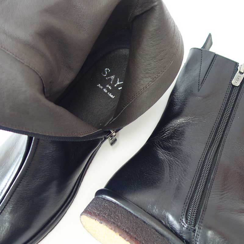 SAYA（サヤ）51169ブラック本革ショートブーツクレープソール日本製「靴」