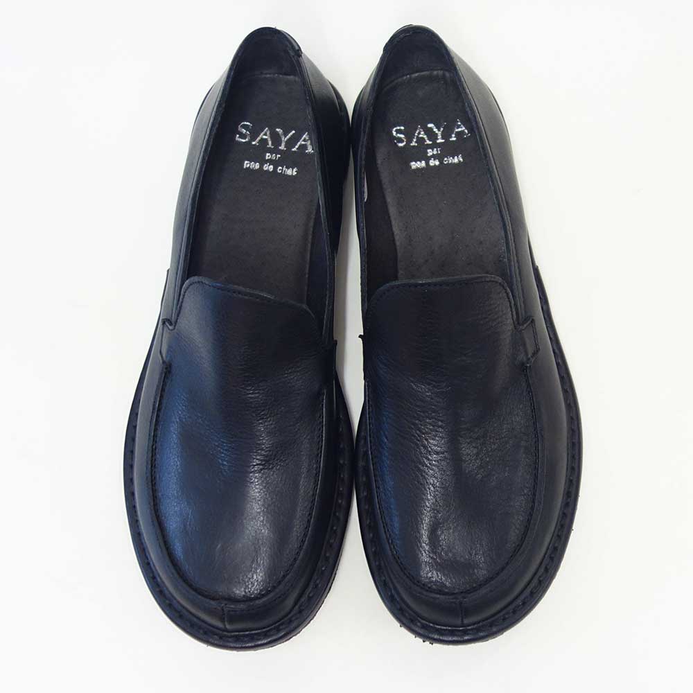 SAYA（サヤ）51316ブラック本革プラット製法ローファーフラットクレープソール丸トゥ「靴」