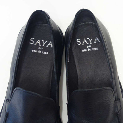 SAYA（サヤ）51316ブラック本革プラット製法ローファーフラットクレープソール丸トゥ「靴」