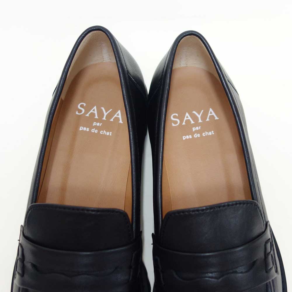 SAYA（サヤ）51324ブラック2.5cm本革軽量タンクソールローファー「靴」