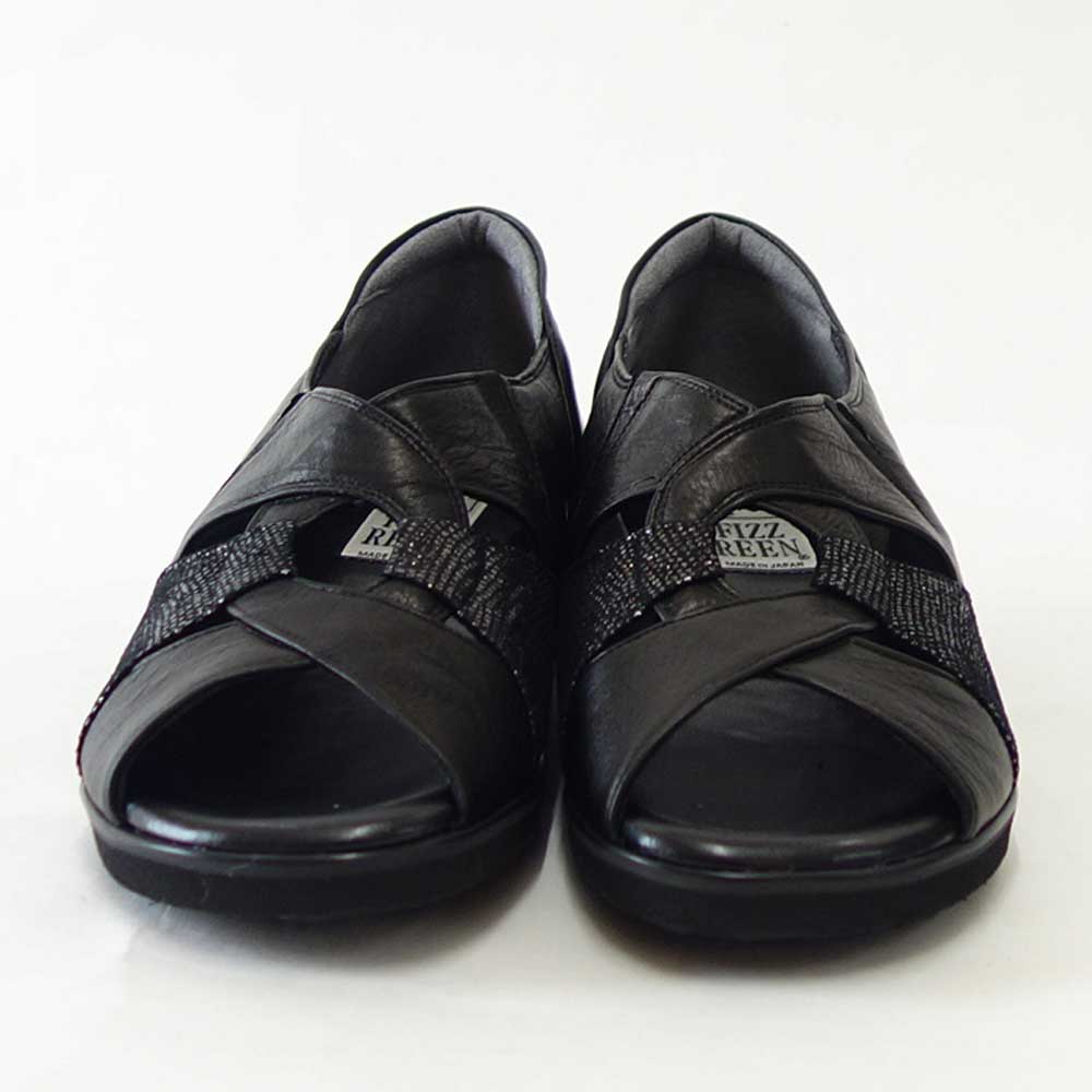 【SALE 40%OFF】 フィズリーン FIZZ REEN  5146 ブラック（レディース） EEEE幅 フラットヒール オープントゥ  スリッポン（日本製）「靴」