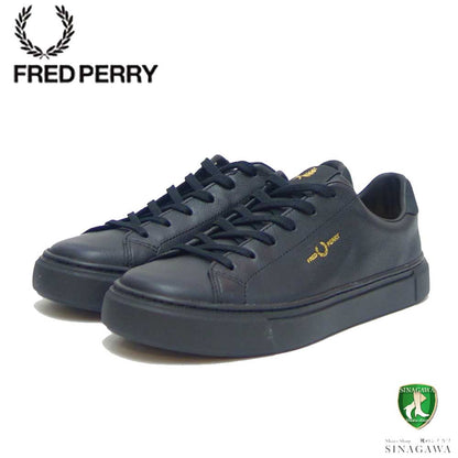 フレッドペリー FRED PERRY  B5311 102（ユニセックス）B71 Tumbled Leather カラー：ブラック レザースニーカー  クラシックデザイン 「靴」