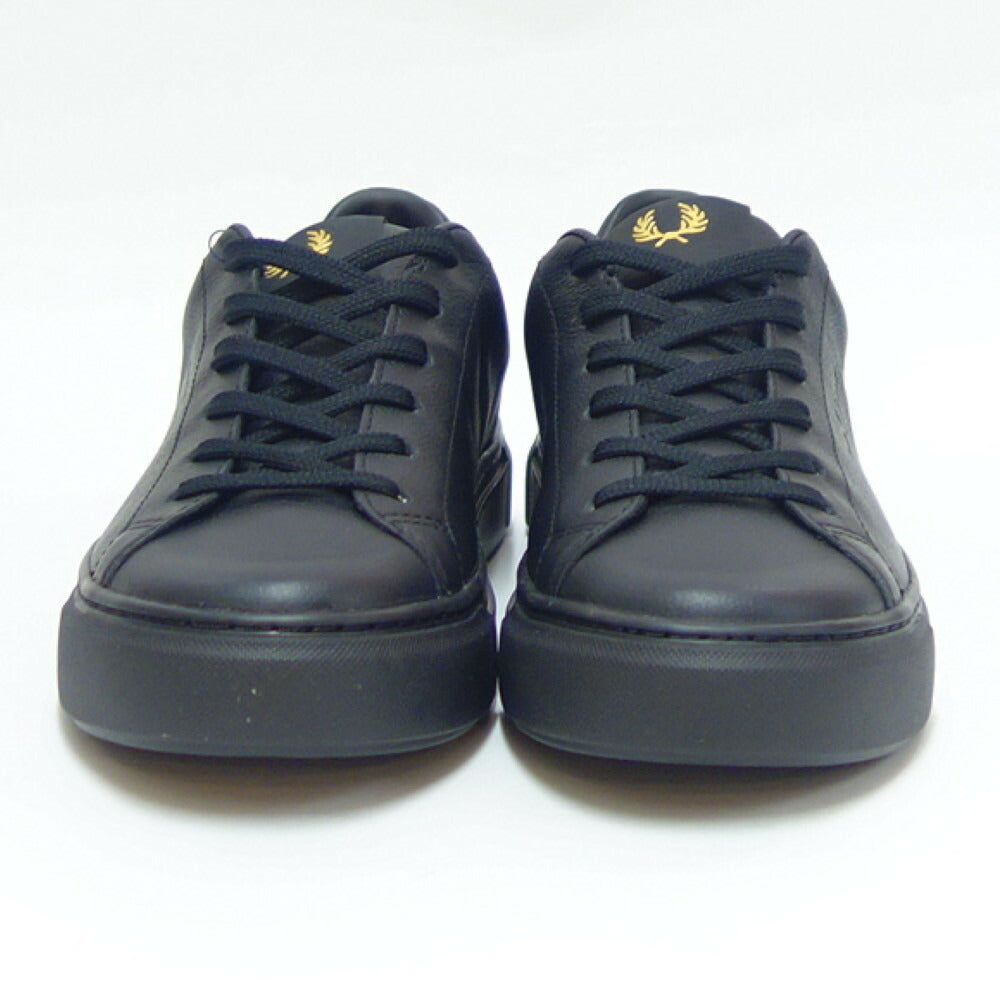 フレッドペリー FRED PERRY  B5311 102（ユニセックス）B71 Tumbled Leather カラー：ブラック レザースニーカー  クラシックデザイン 「靴」