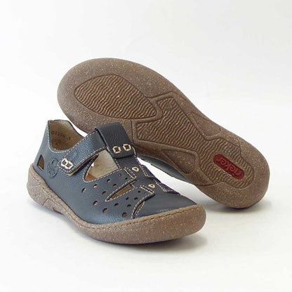 【SALE 30%OFF】 rieker リーカー 54555-14 ブルー （レディース）天然皮革 クッション性の良いお洒落ストラップシューズ フラット 「靴」