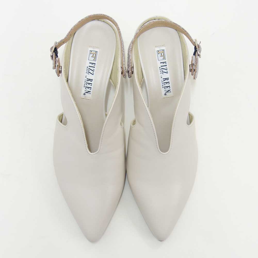 フィズリーンFIZZREEN5504アイボリー（ミュール）きれいに見えるEEEのバックストラップ（日本製）コンフォートカジュアル3E5cmヒール「靴」