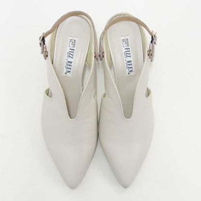 フィズリーンFIZZREEN5504アイボリー（ミュール）きれいに見えるEEEのバックストラップ（日本製）コンフォートカジュアル3E5cmヒール「靴」