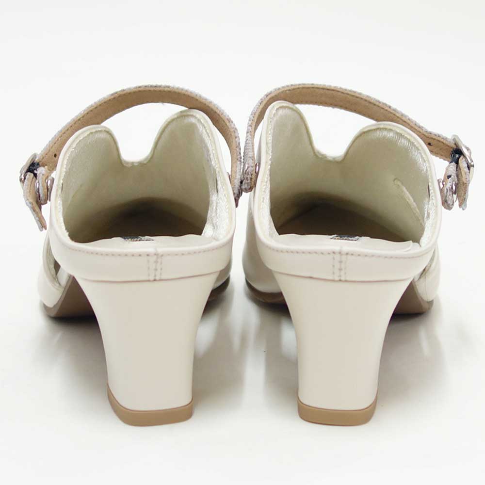 フィズリーンFIZZREEN5504アイボリー（ミュール）きれいに見えるEEEのバックストラップ（日本製）コンフォートカジュアル3E5cmヒール「靴」