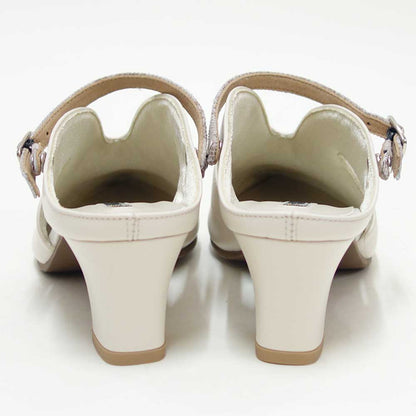 フィズリーンFIZZREEN5504アイボリー（ミュール）きれいに見えるEEEのバックストラップ（日本製）コンフォートカジュアル3E5cmヒール「靴」