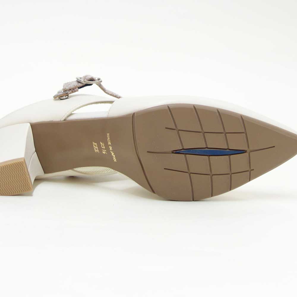 フィズリーンFIZZREEN5504アイボリー（ミュール）きれいに見えるEEEのバックストラップ（日本製）コンフォートカジュアル3E5cmヒール「靴」