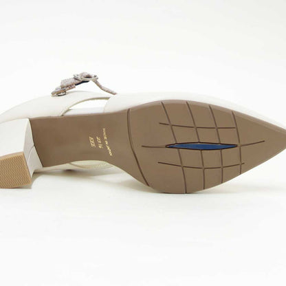 フィズリーンFIZZREEN5504アイボリー（ミュール）きれいに見えるEEEのバックストラップ（日本製）コンフォートカジュアル3E5cmヒール「靴」