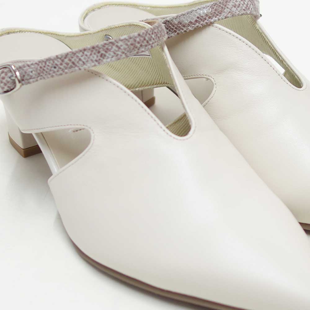 フィズリーンFIZZREEN5504アイボリー（ミュール）きれいに見えるEEEのバックストラップ（日本製）コンフォートカジュアル3E5cmヒール「靴」