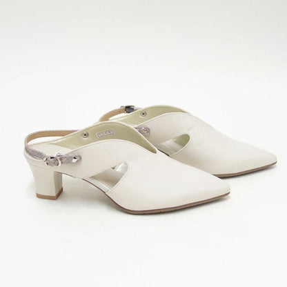 フィズリーンFIZZREEN5504アイボリー（ミュール）きれいに見えるEEEのバックストラップ（日本製）コンフォートカジュアル3E5cmヒール「靴」